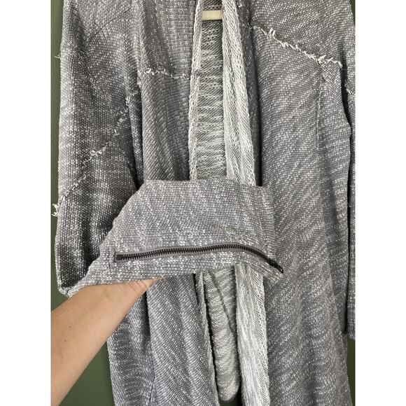 Free People Sweater Womens Large In The Loop Open Front Gray Cardigan Asymmetric - Picture 4 of 10